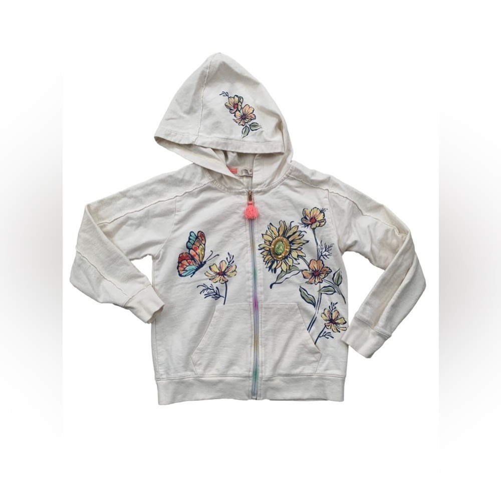 Peek Size 8 Sequin Butterfly Flower Zip Hoodie Sweatshirt